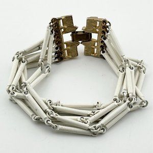 Vintage white chain link multi strand bracelet